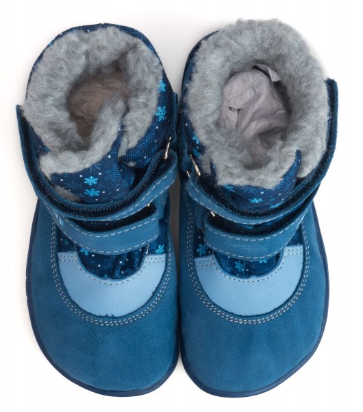 Fare Bare |vB ~ Winterstiefel Leder + Tex ~ Schneeflöckchen Blau