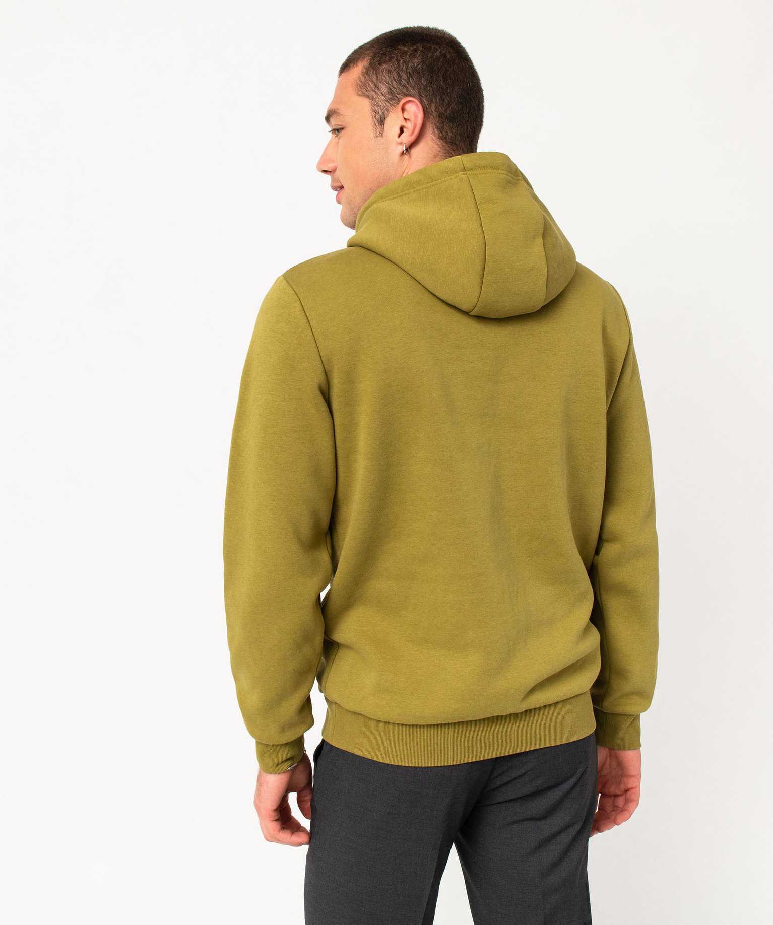Sweat homme à capuche intérieur molletonné kaki | GEMO