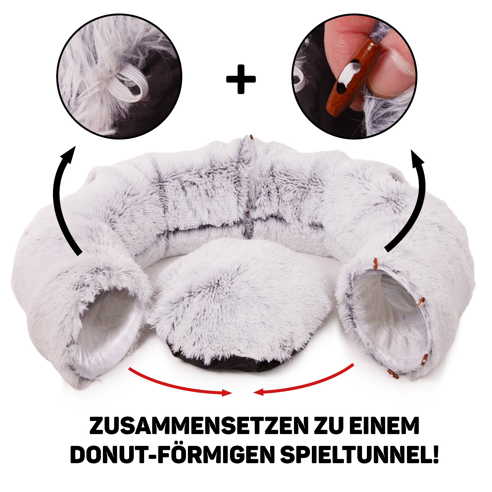 Canadian Cat Company Katzentunnel Canadian Cat Company Katzentunnel OTIS - Donut-Tunnel inkl. Liegekissen | grau | ca. 80 x 80 x 26 cm grau