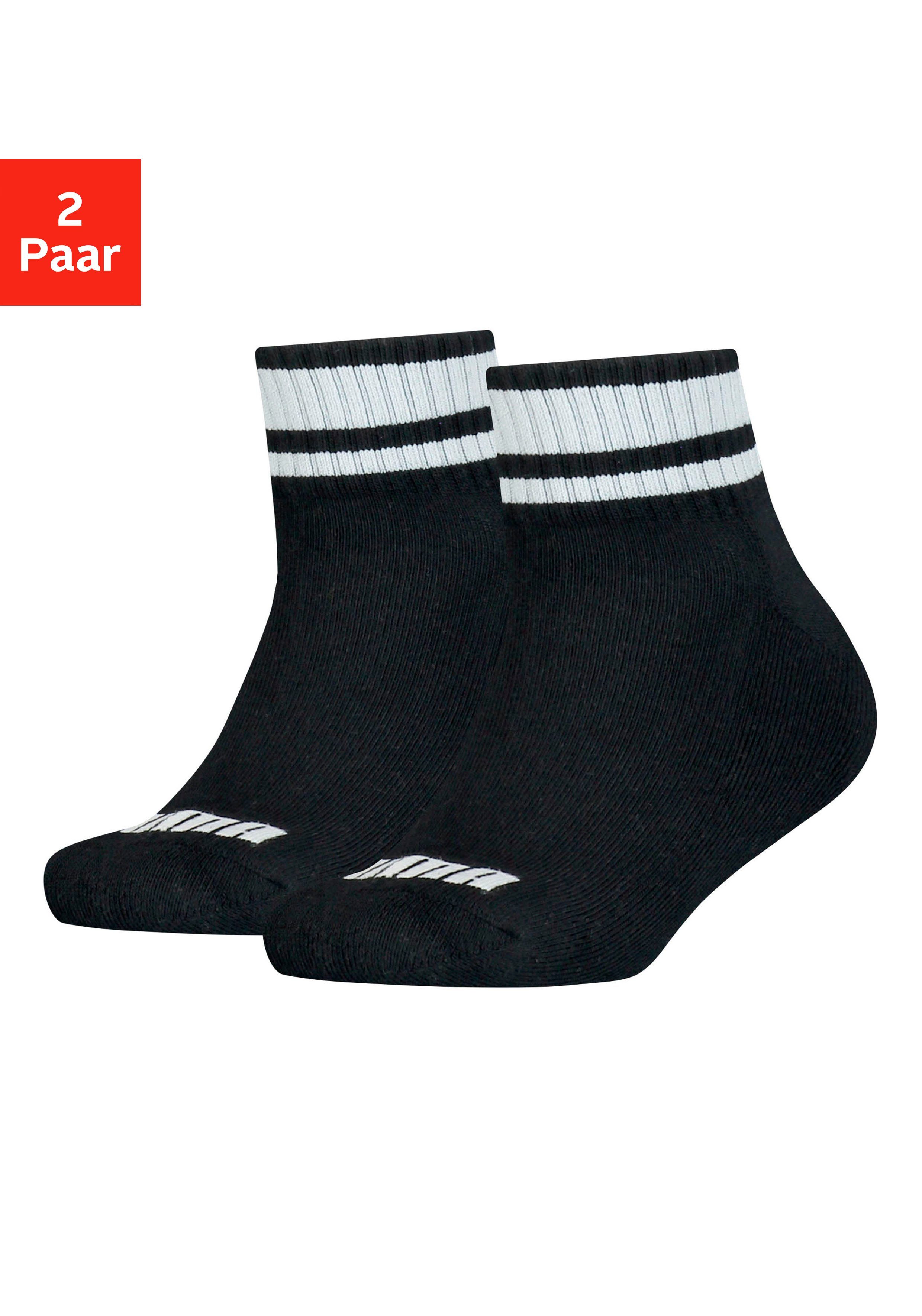 PUMA Kurzsocken Clyde Junior (2-Paar) mit gestreiften Bündchen