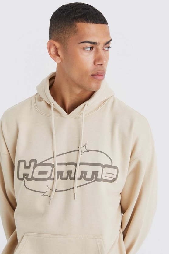 Oversize Hoodie mit Homme Print