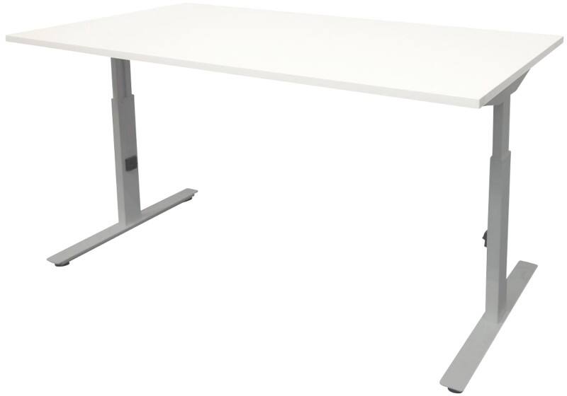 Schaffenburg Höhenverstellbar Sitz-Stehschreibtisch Rechteckig Holz Aluminium T-Fuß 1.200 x 800 x 855 mm