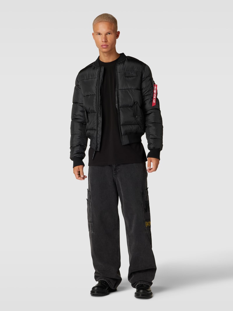 Bomberjacke mit Label-Detail in schwarz