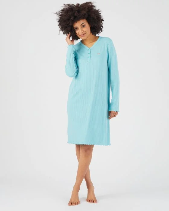Chemise de nuit maille interlock côtelée douce et souple