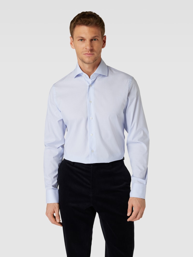 Business-Hemd mit Streifenmuster Modell 'Cutaway' in bleu
