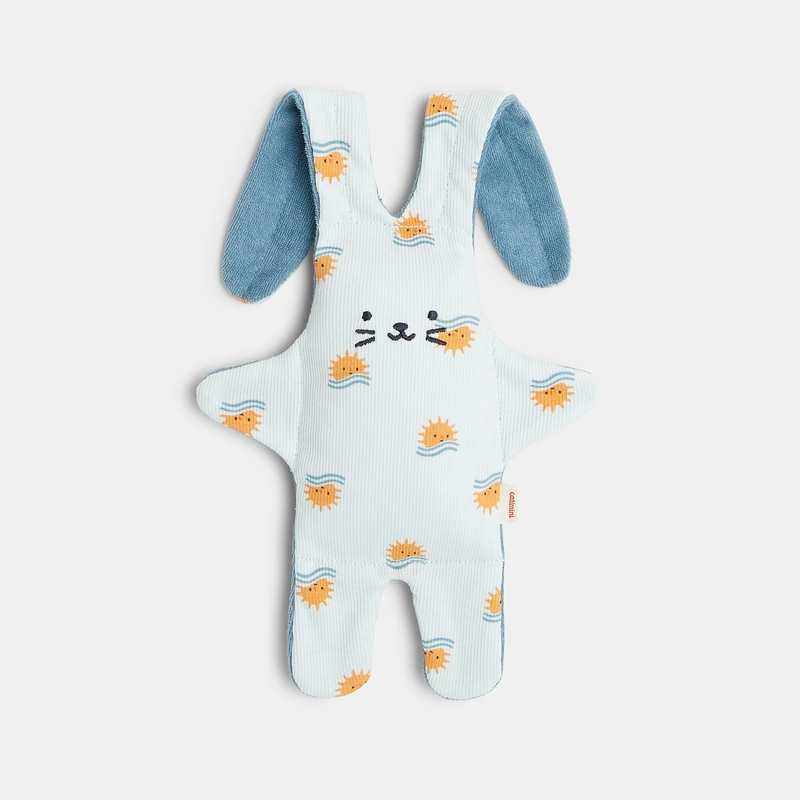Doudou bébé garçon lapin bleu à motifs soleil Catimini