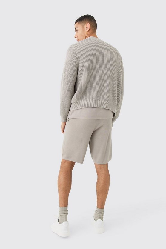 Kastiger gerippter Strick-Cardigan