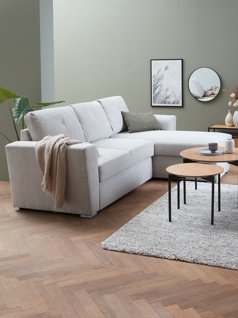 VEJLBY Sofá cama com chaise longue VEJLBY areia clara