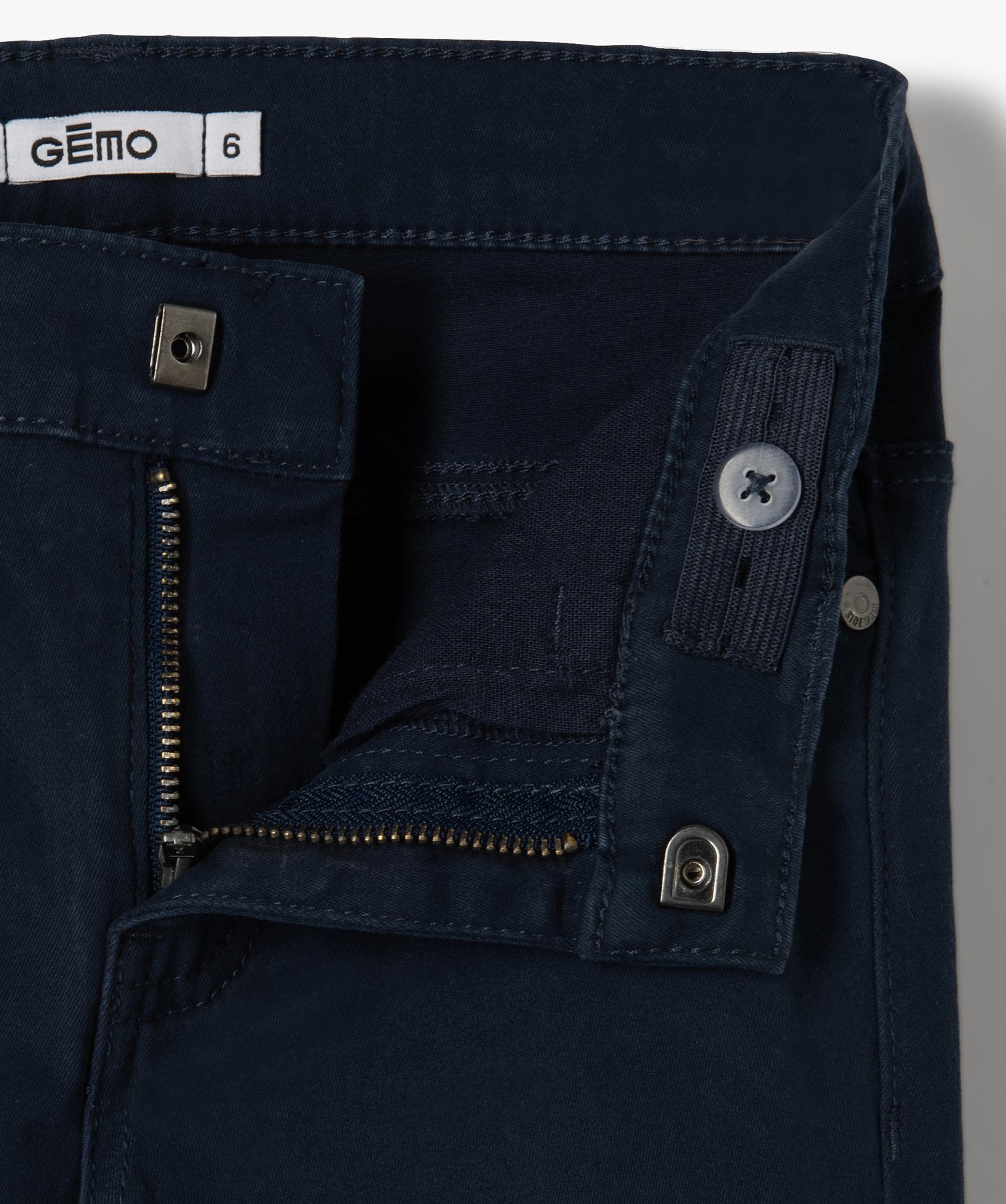 Pantalon Garçon coupe skinny en toile extensible marine | GEMO