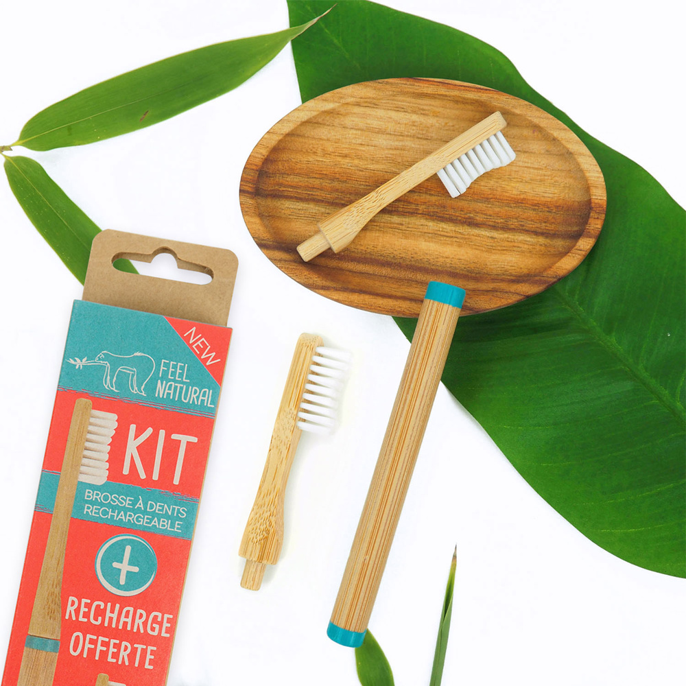 feel natural Kit brosse à dents tête rechargeable + 1  tête rechargeable - Souple Brosse à dents