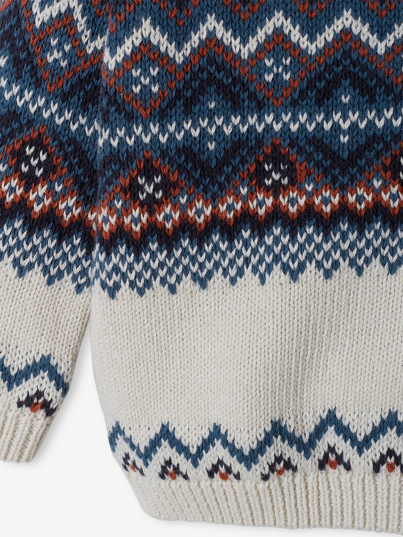Pull jacquard bébé cannelle