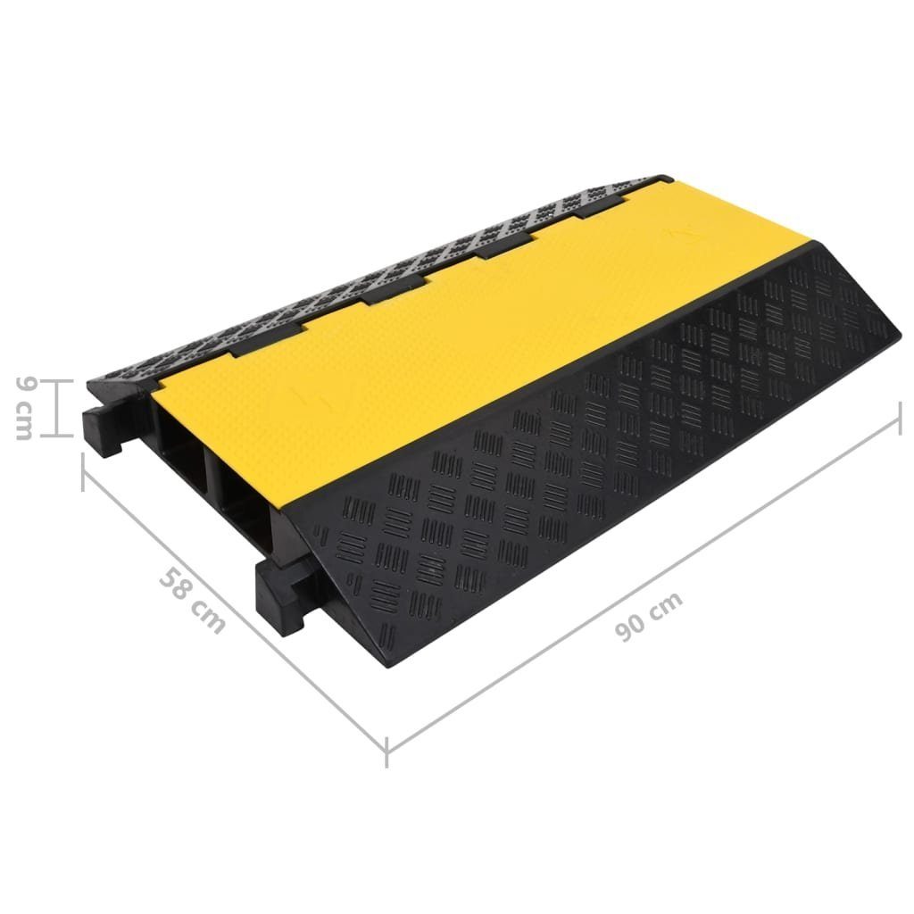 vidaXL Parkschwelle Kabelschutzrampe mit 2 Kanälen 90 cm Gummi