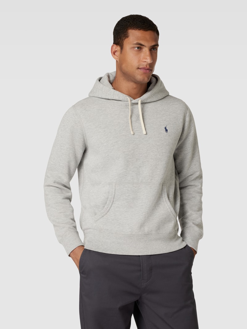 Hoodie mit Label-Stitching in hellgrau
