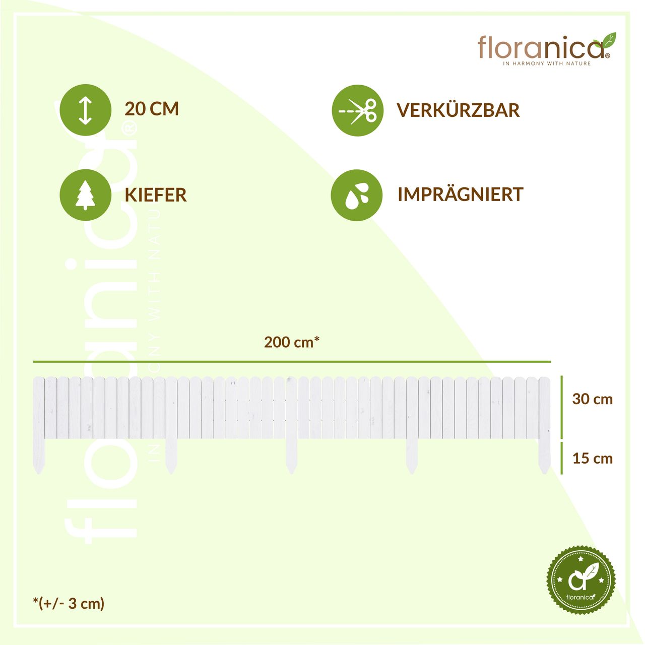 Pemicont Rollborder Flexibler Holzzaun Rolborder Beeteinfassung Rasenkante Gartenzaun