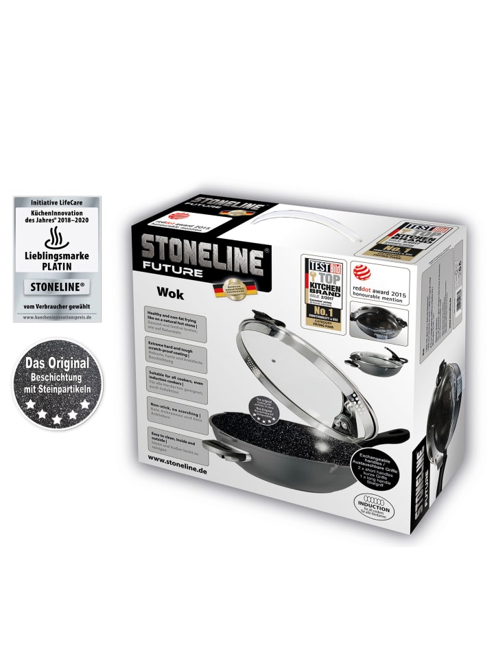 Stoneline Wokpfanne 32 cm | mit Deckel in Anthrazit günstig kaufen Ø 32 cm