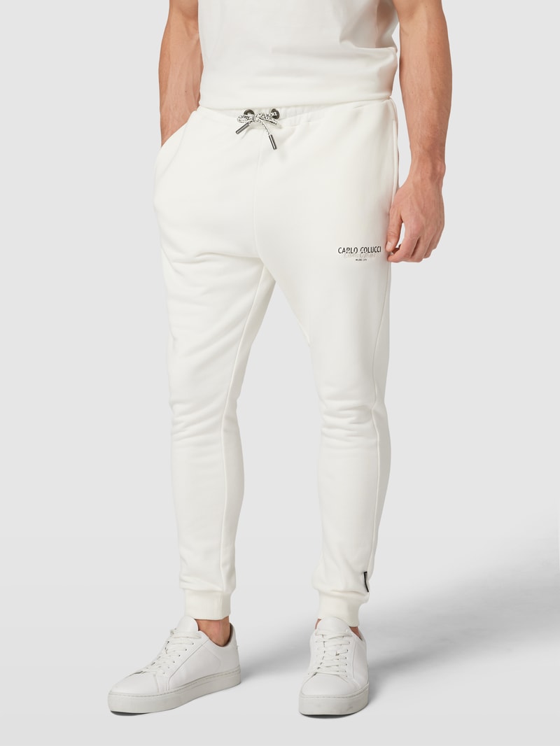 Sweatpants mit Label-Details in offwhite