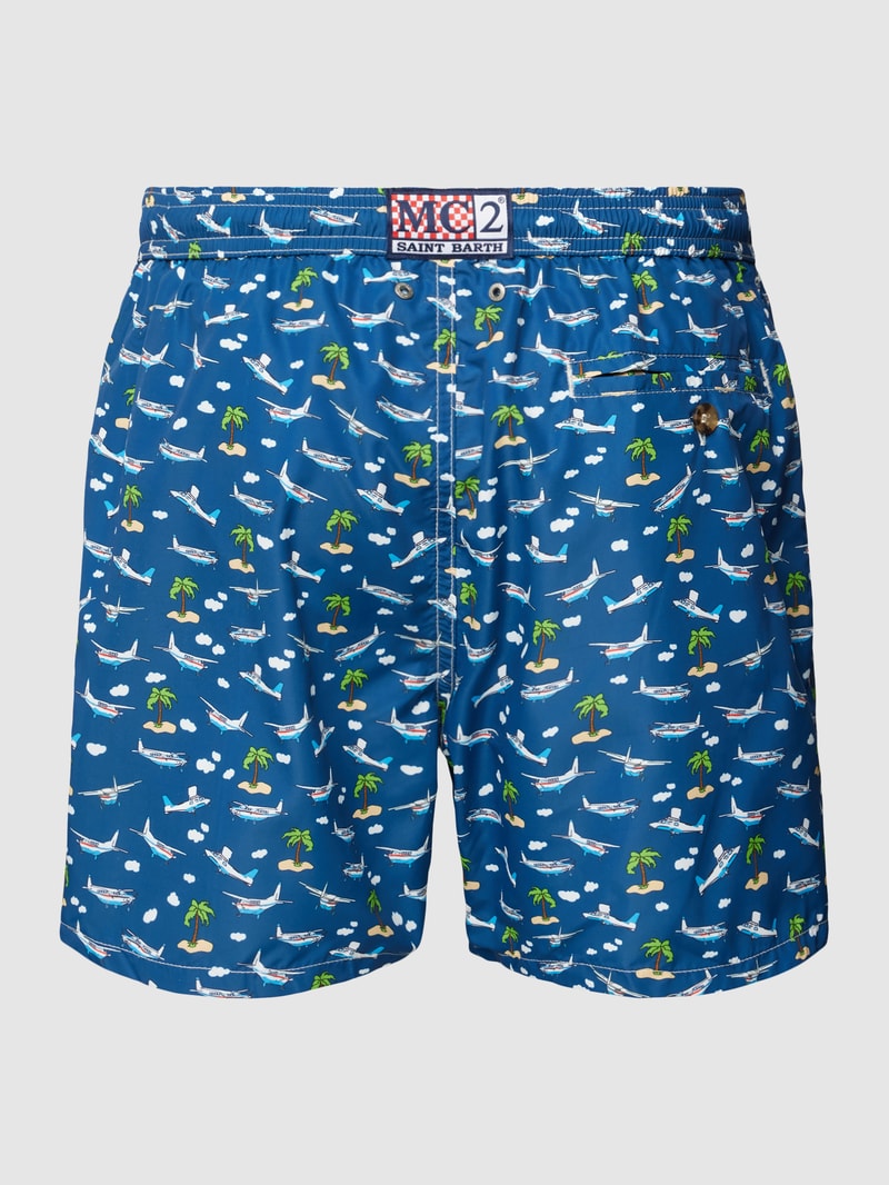 Badehose mit Allover-Print Modell 'FANTASY' in marineblau