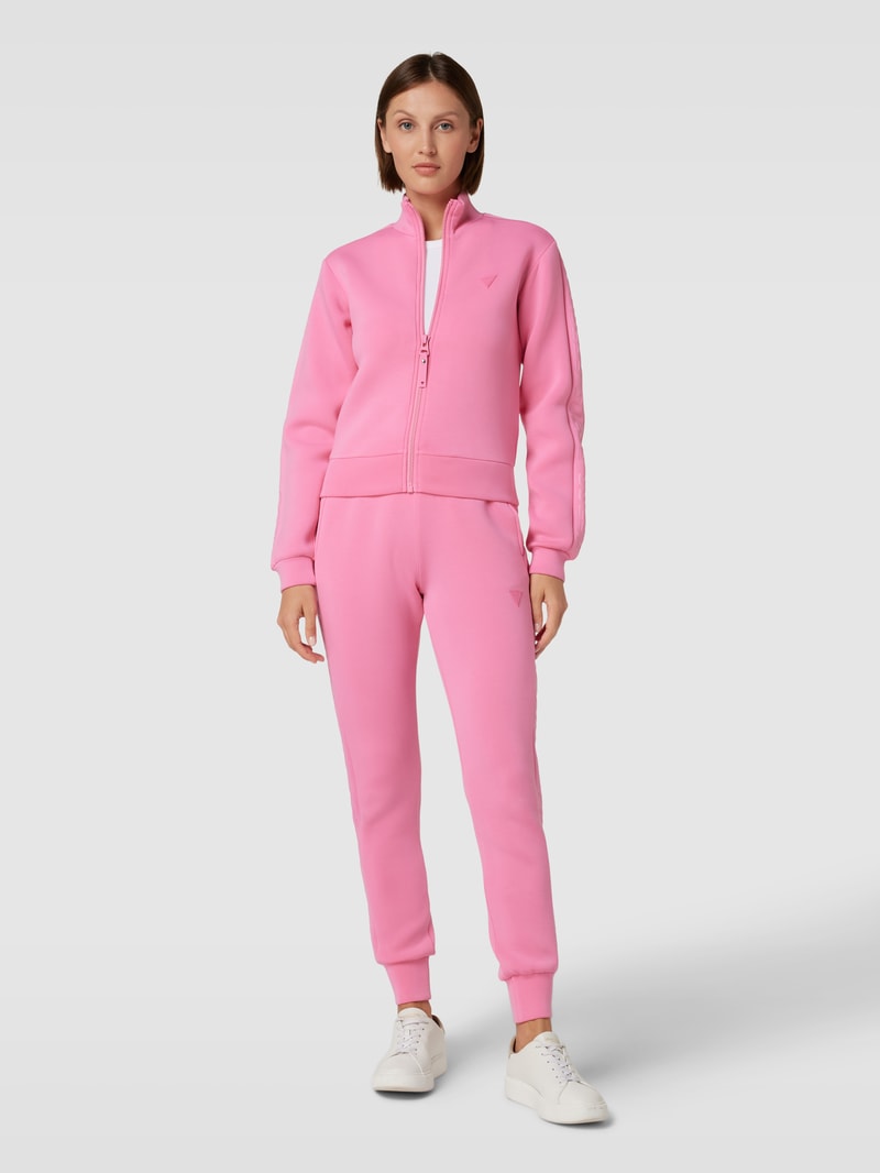Sweatjacke mit Label-Applikation Modell 'NEW ALLIE' in pink