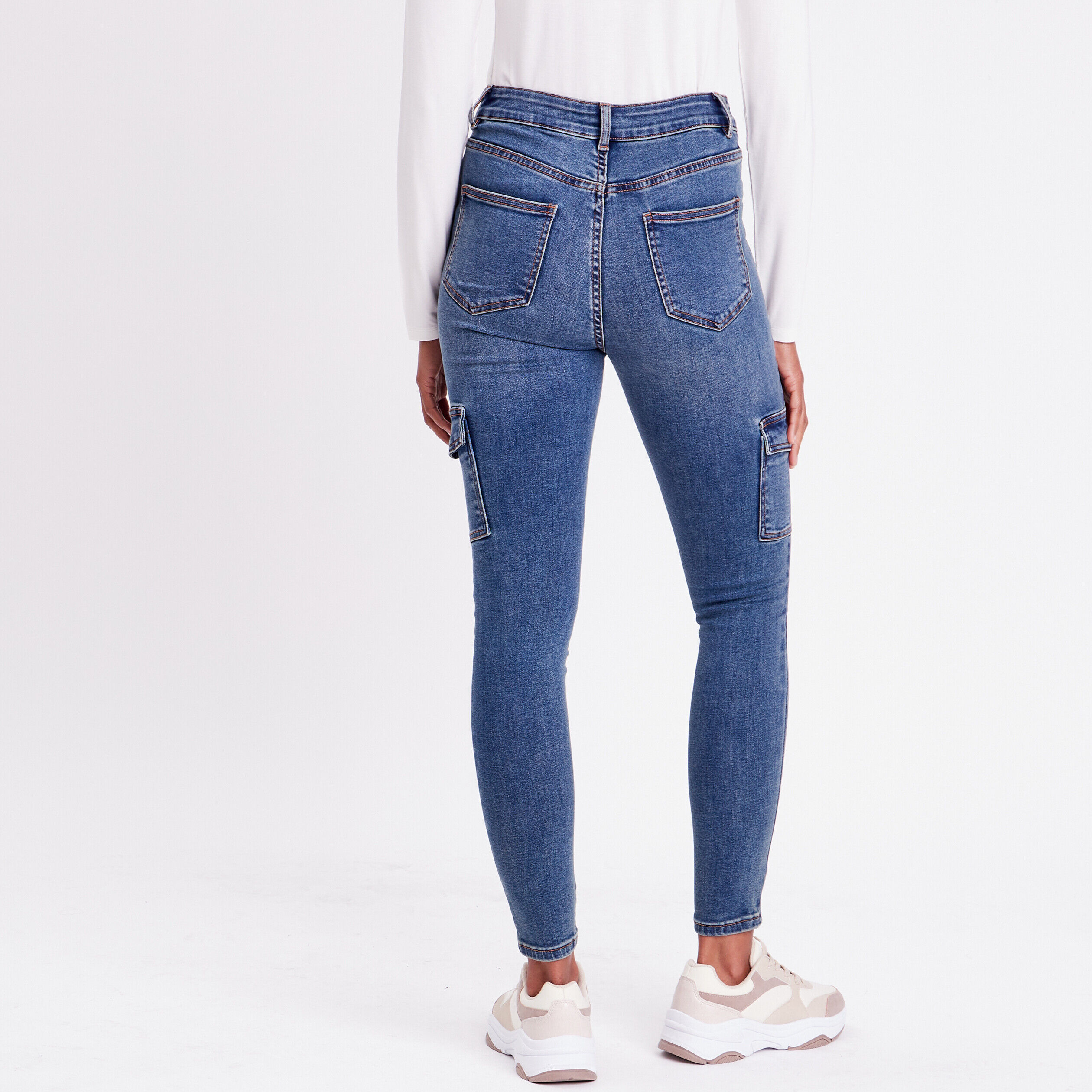 Jeans skinny poches cargo denim stone femme | Cache Cache