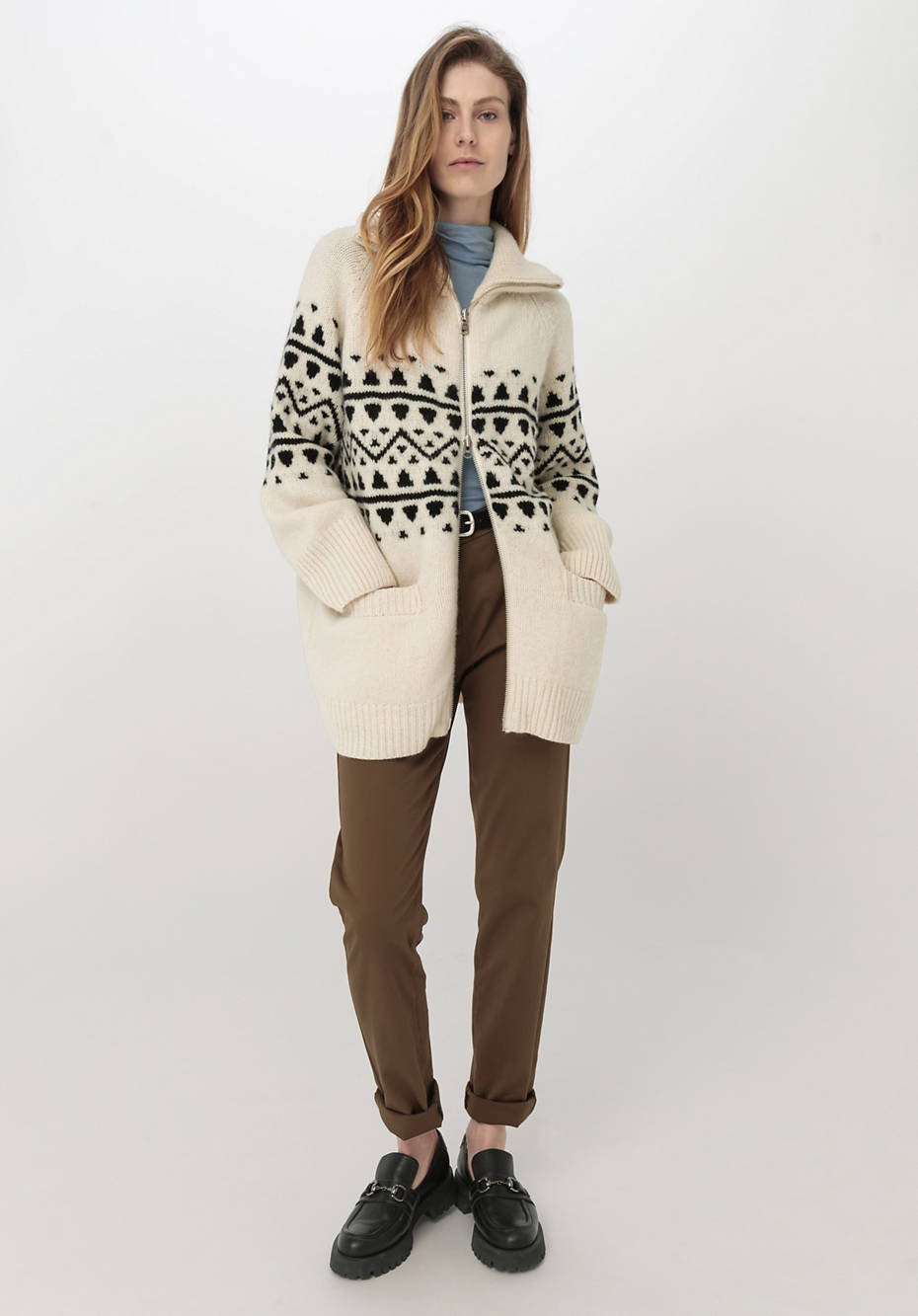 Norweger-Strickjacke aus Merinowolle mit Alpaka