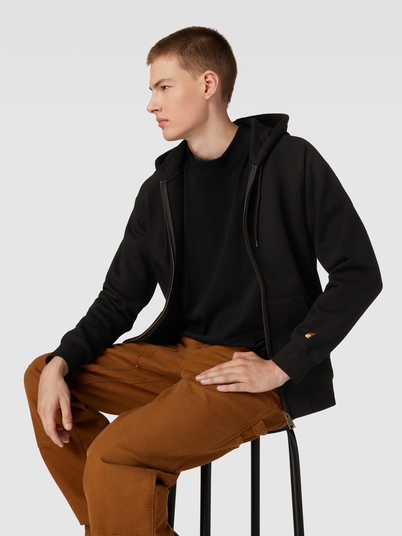 Sweatjacke mit Logo-Stitching Modell 'CHASE' in schwarz