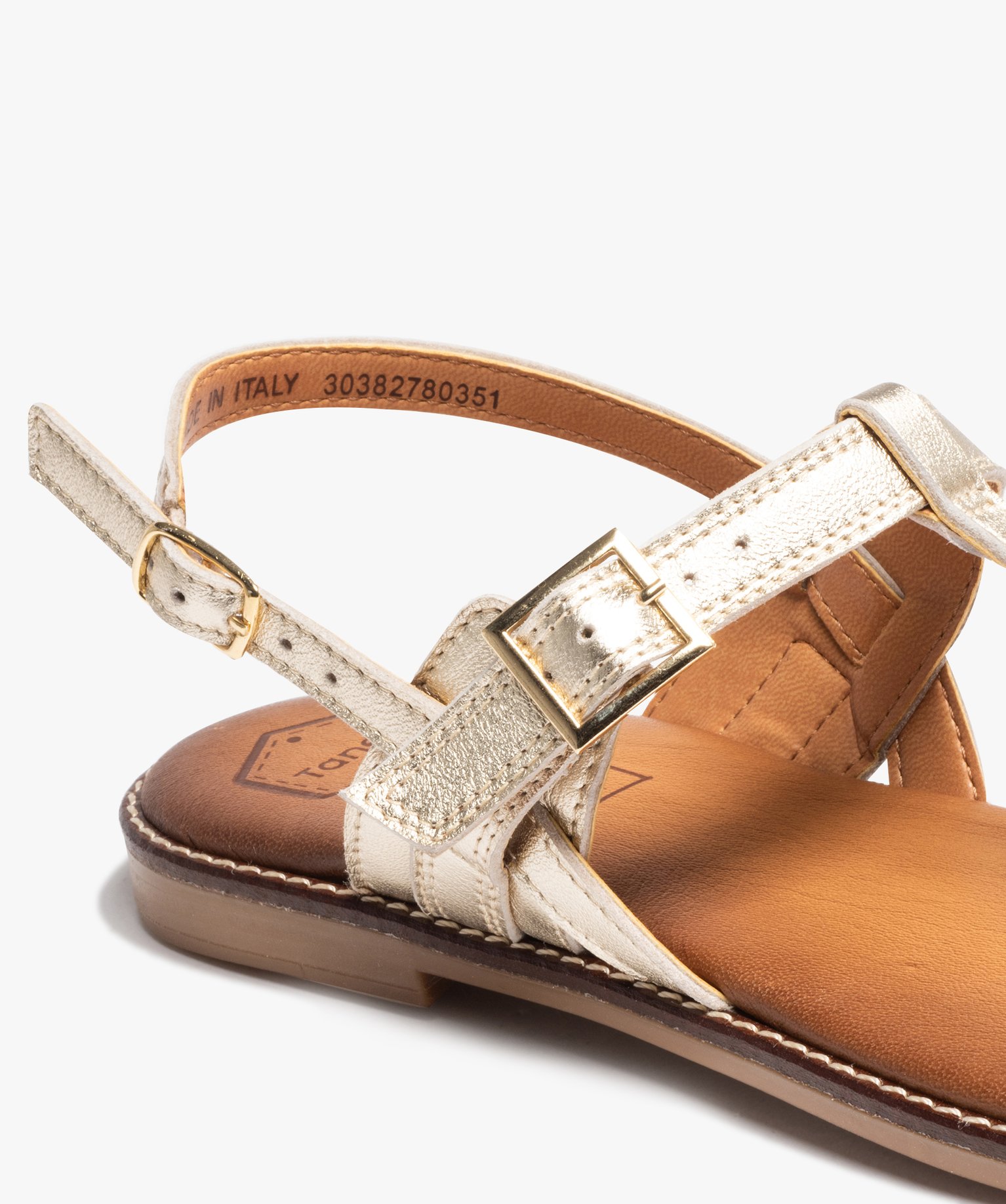 Sandales femme unies en cuir avec double brides à boucle - ... or | GEMO