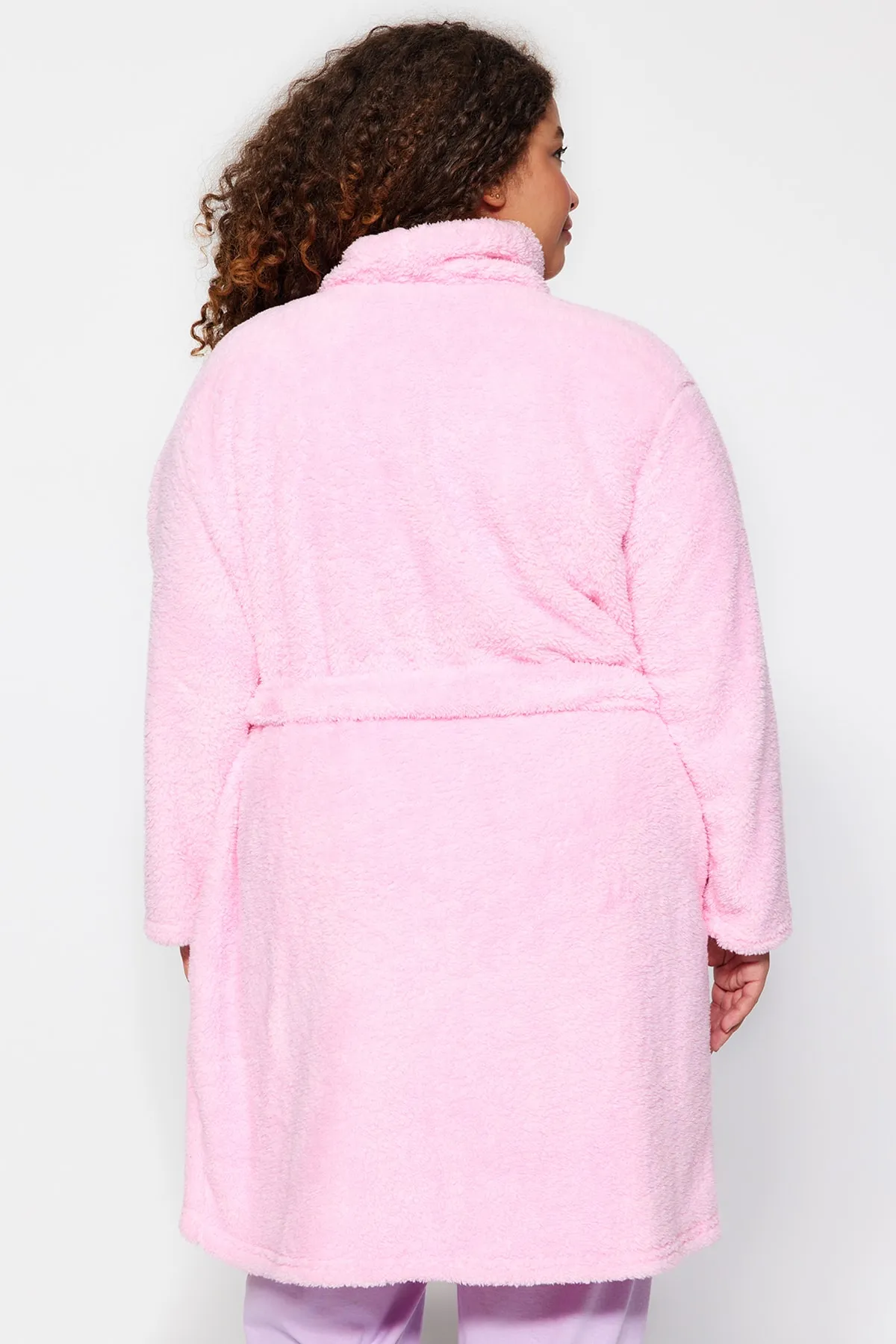 Trendyol Curve  Rosa gebundener Morgenmantel