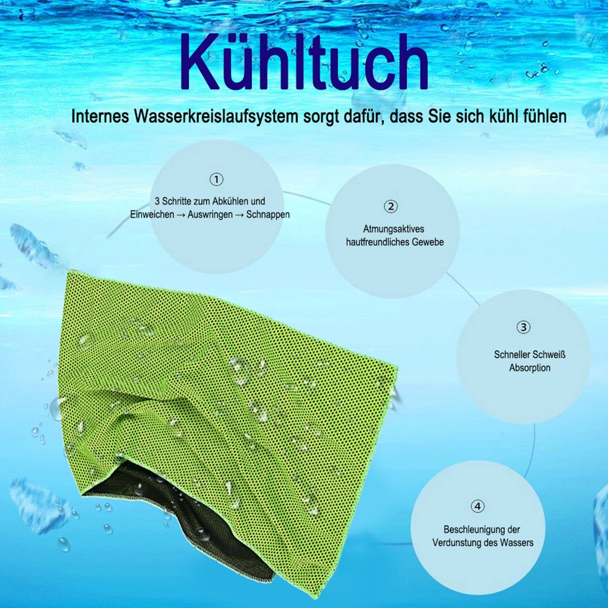 JedBesetzt Sporthandtuch Kühlendes Handtuch, Eishandtuch, Mikrofaser-Handtuch für Kühlung