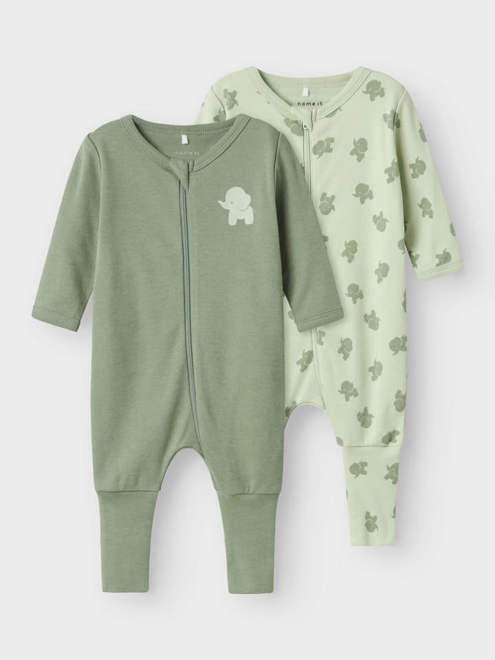 name it 2er Pack Schlafstrampler NBMNIGHTSUIT ZIP ELEPHANT in sea foam günstig kaufen
