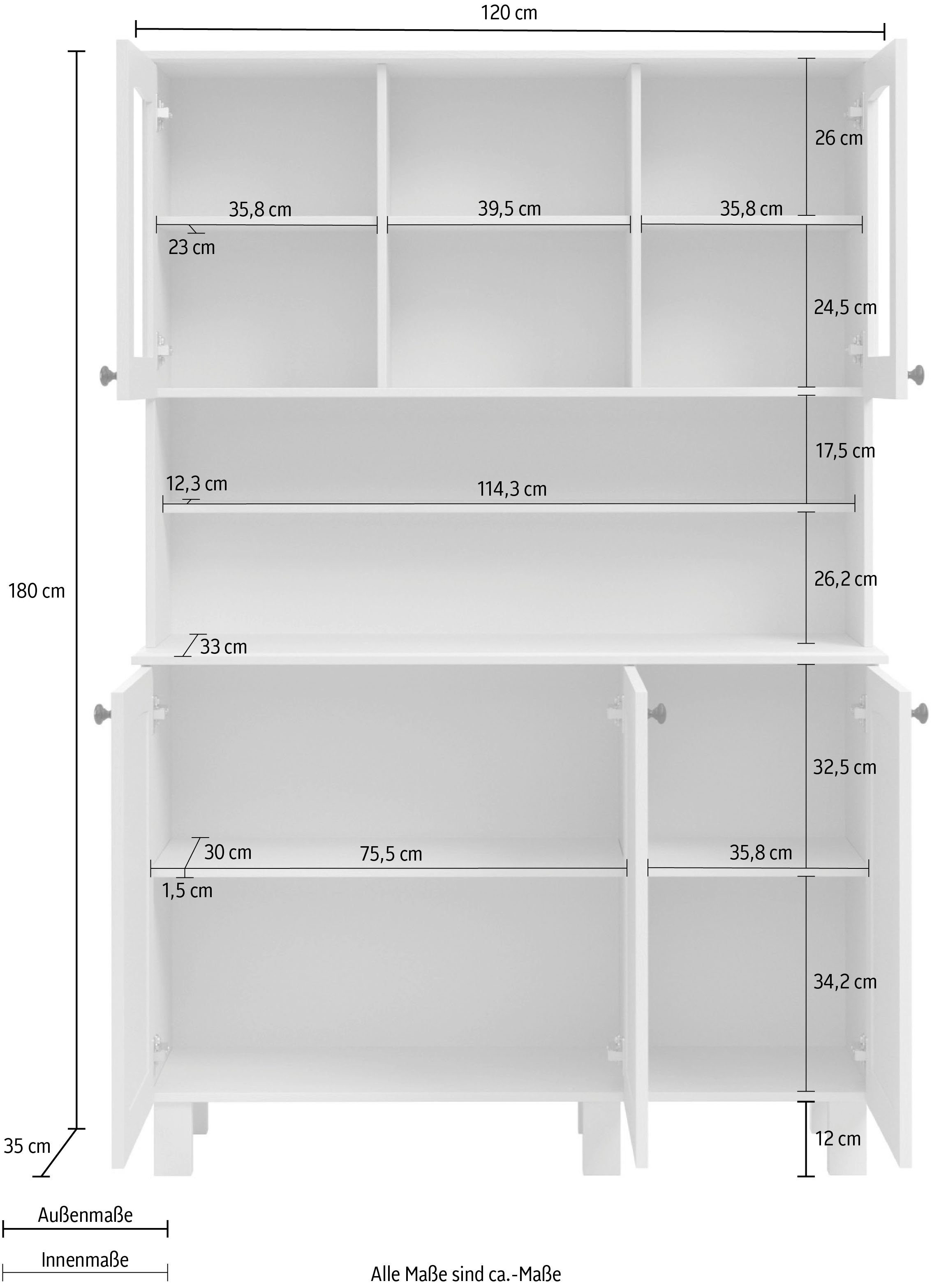 Home affaire Küchenbuffet Osby (1-St) Breite120 cm, 5 Türen