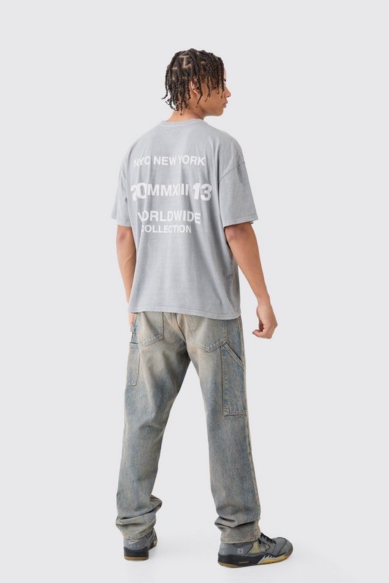 Kastiges Oversize T-Shirt mit Worldwide-Print