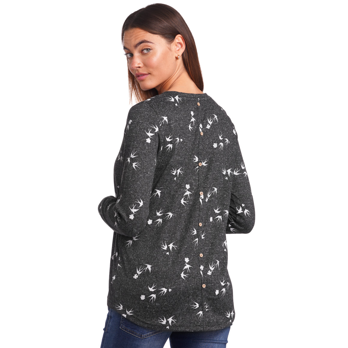Damen Langarmshirt mit Herz-Allover