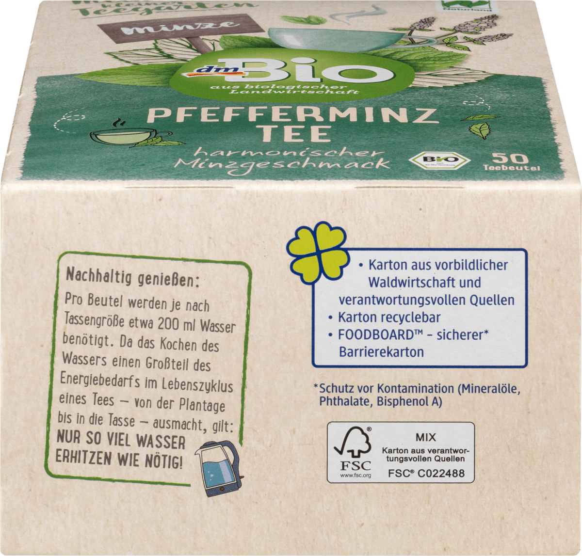 Kräutertee Pfefferminze (50 Beutel), 75 g