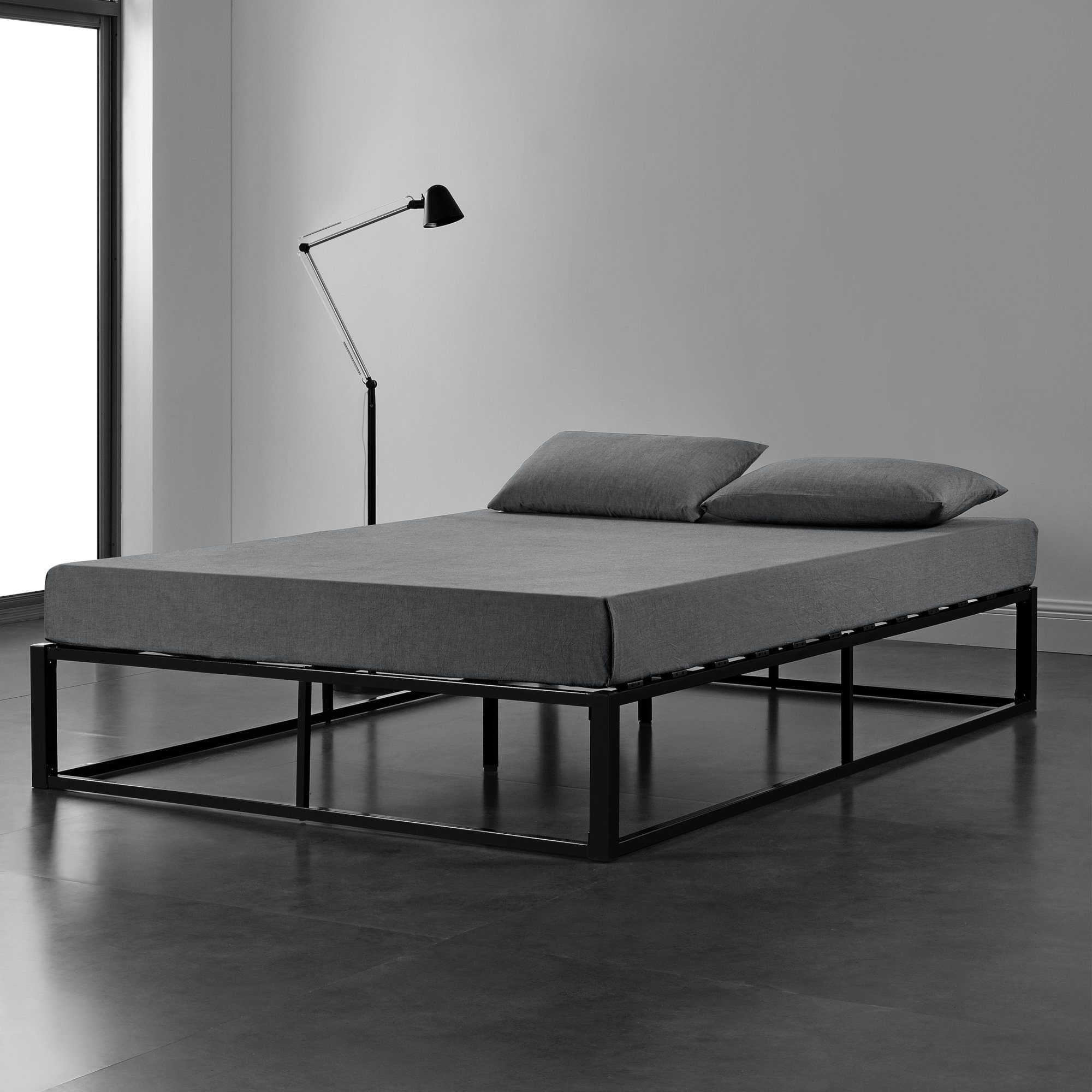 en.casa Metallbett, Kreta Bettgestell Schwarz - 140 x 200 cm