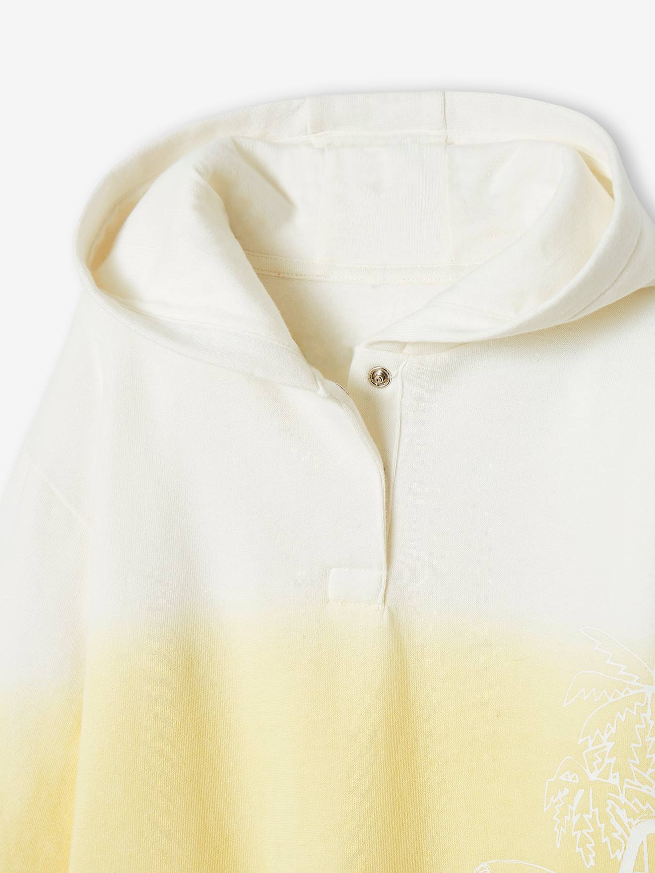 Sweat à capuche motif voiture garçon effet deep dye jaune pastel