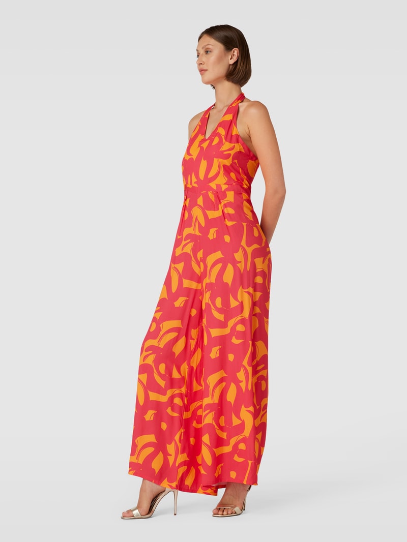 Jumpsuit aus Viskose mit Allover-Muster Modell 'Elli' in orange