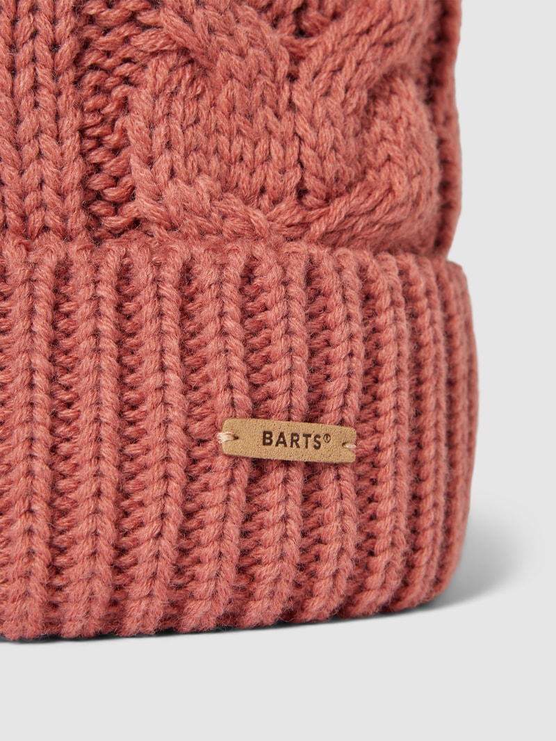Beanie mit Zopfmuster Modell 'Zira' in kirschrot