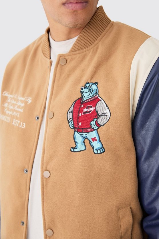 Melton & PU Jacke mit Aufnähern