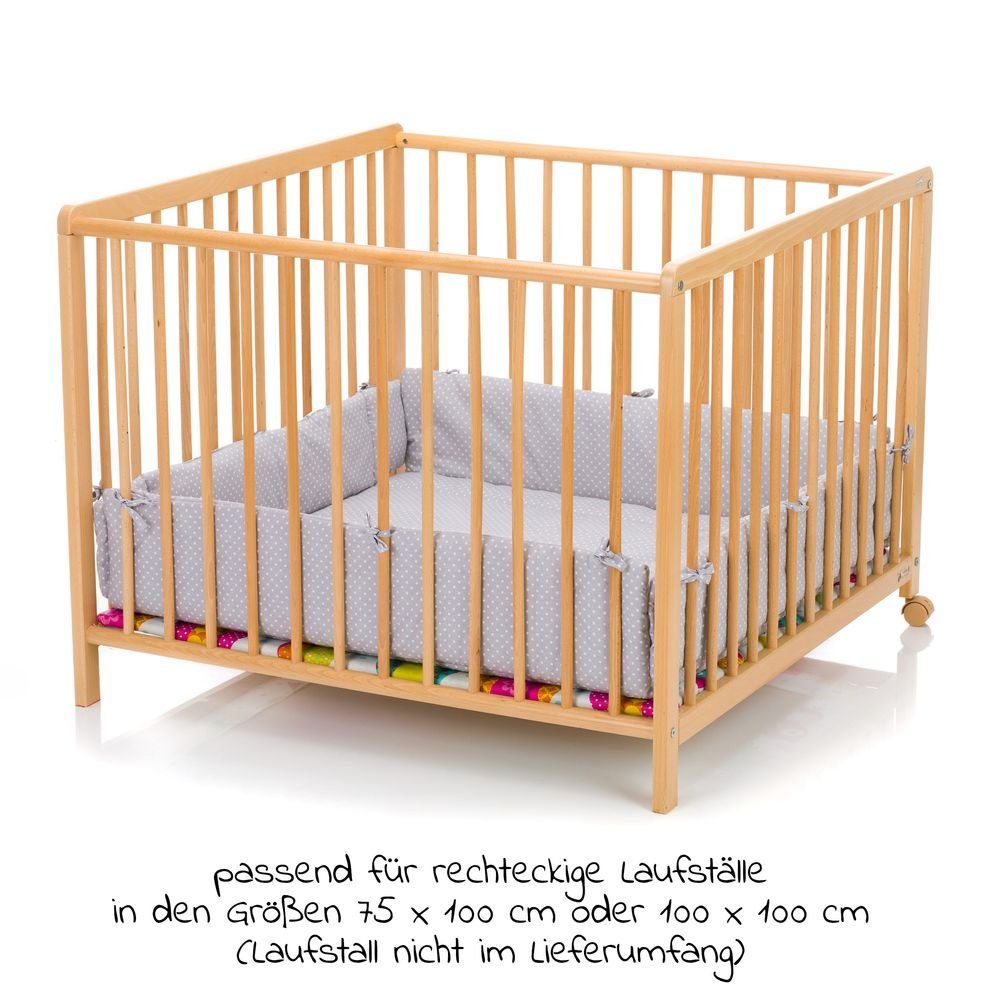 Fillikid Laufgitter kleine Punkte Exklusiv - Grau, Laufstalleinlage Flexi für Laufgitter mit 75 x 100 cm & 100 x 100 cm