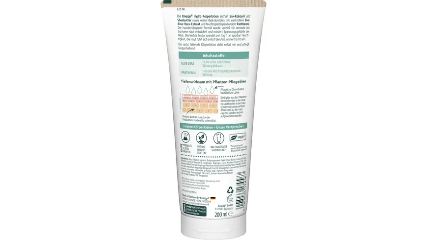 Kneipp Hydro Körperlotion Bio Aloe Vera 200 ml