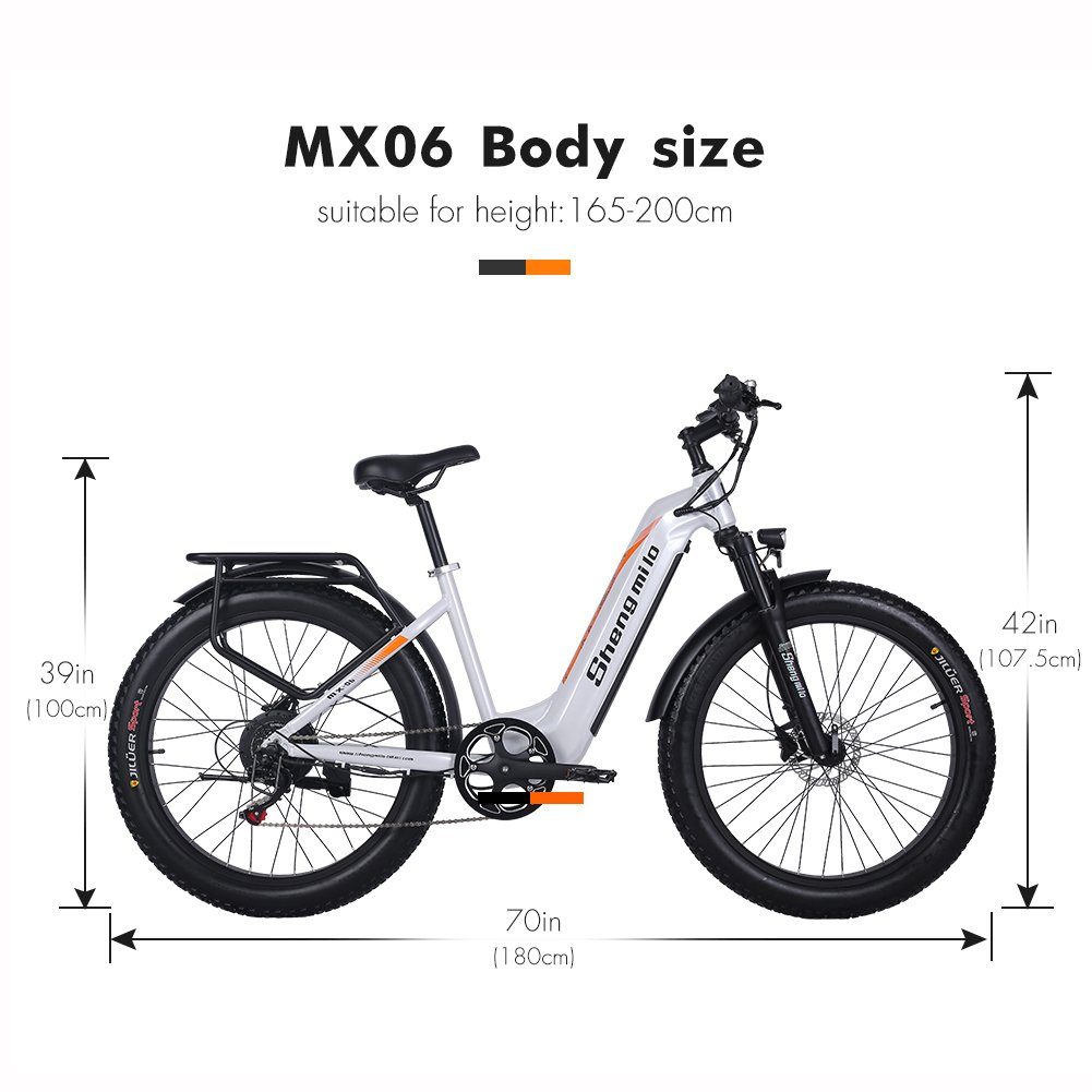 Shengmilo E-Bike Elektrofahrrad 26 Zoll E-Mountainbike mit 26X3.0