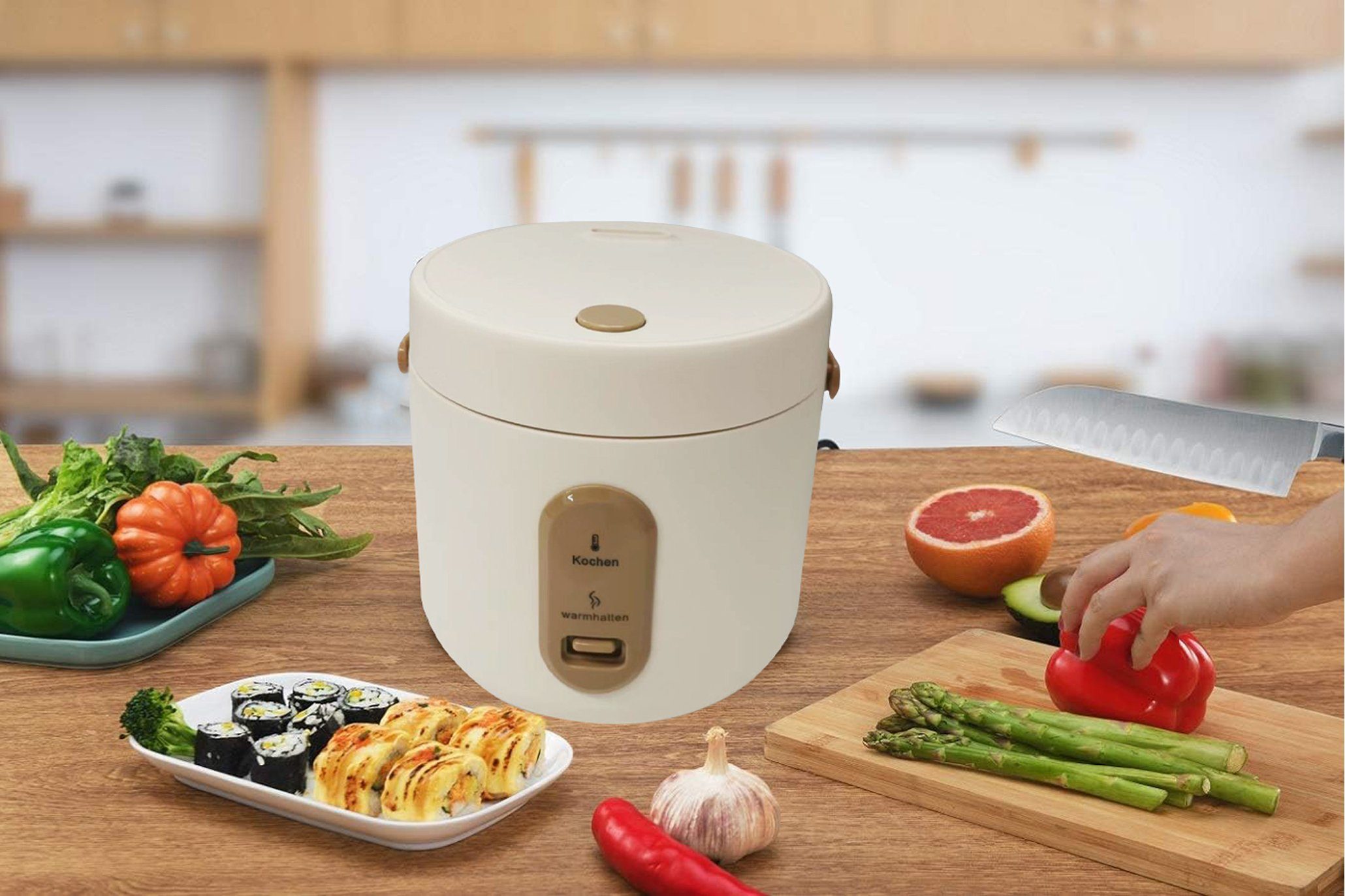 Mutoy Multikocher 2L Reiskocher mit Dampfgarfunktion Dampfgarfunktion,Warmhaltefunktion, perfekt für 1-4 Personen zum Kochen von Reis,Fleisch,Nudeln oder Suppe