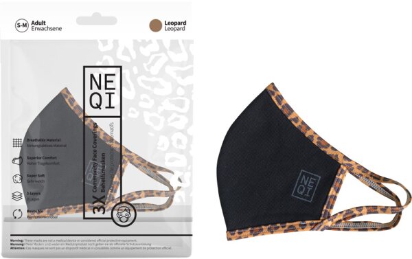NEQI Face Coverings Black/Leo Mund- und Nasenschutz