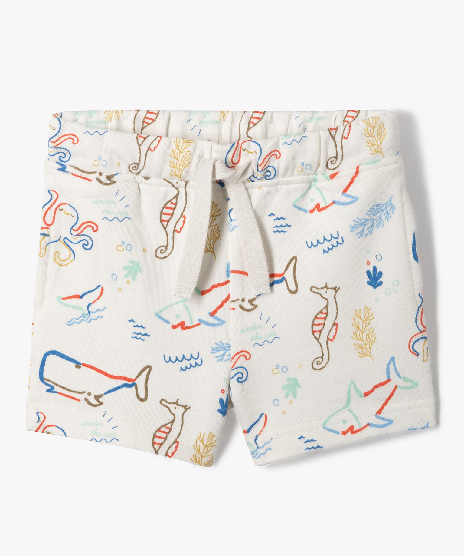 Bermuda bébé Garçon en maille à motifs marins blanc | GEMO