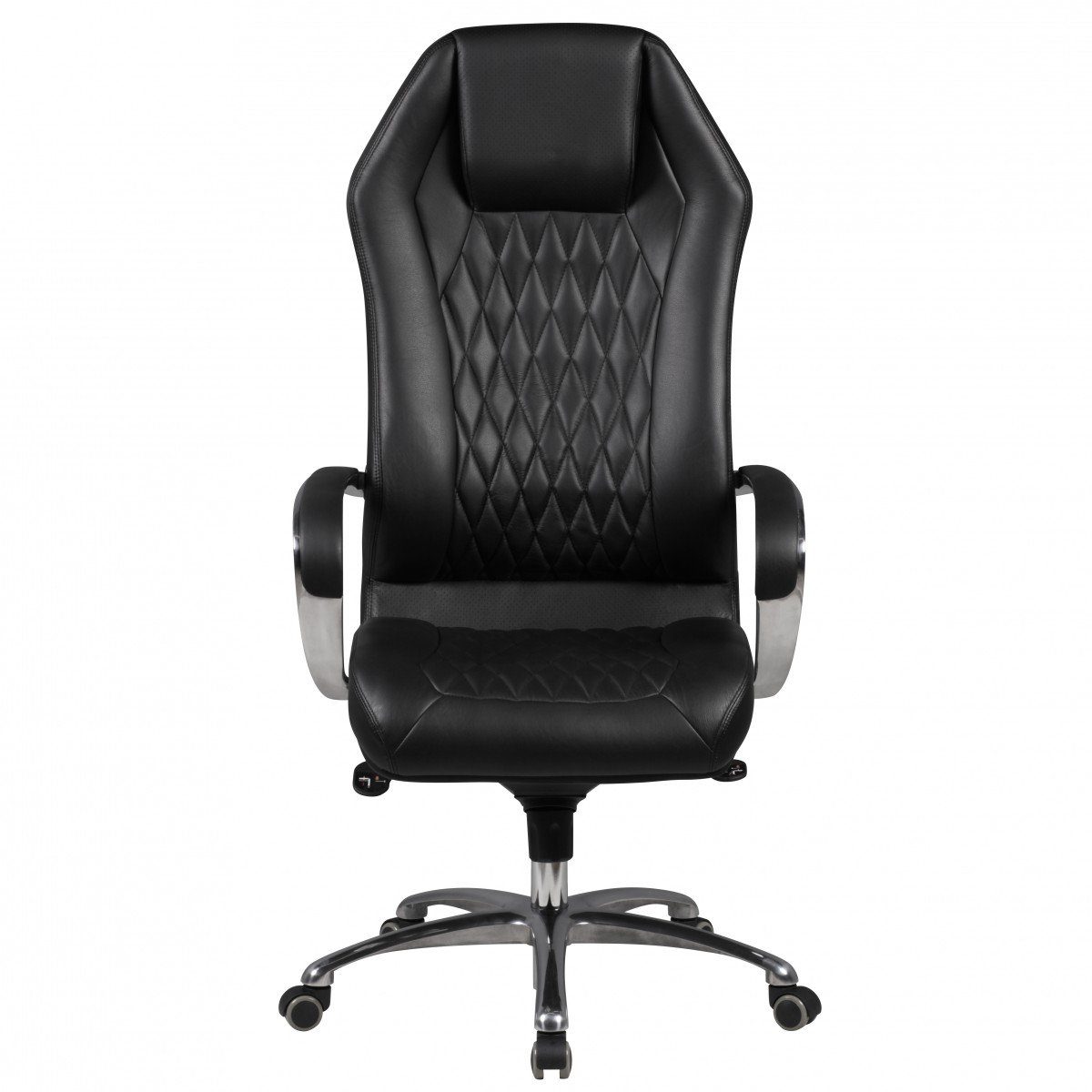 Amstyle Chefsessel SPM1.295 (Bürostuhl MONTEREY Echtleder Schwarz 120KG), Schreibtischstuhl Hohe Rückenlehne mit Kopfstütze