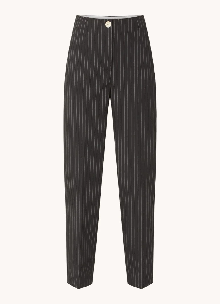 Pantaloni Ganni cu talie înaltă și croială dreaptă, decorați cu dungi delicate.