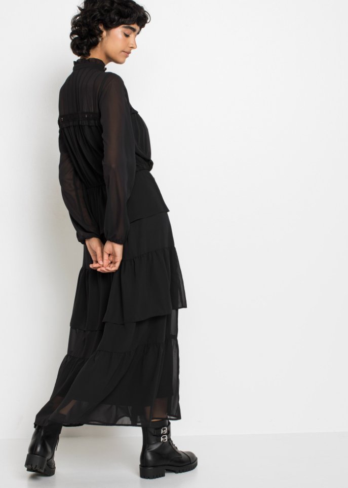 Langes Chiffonkleid mit Volants