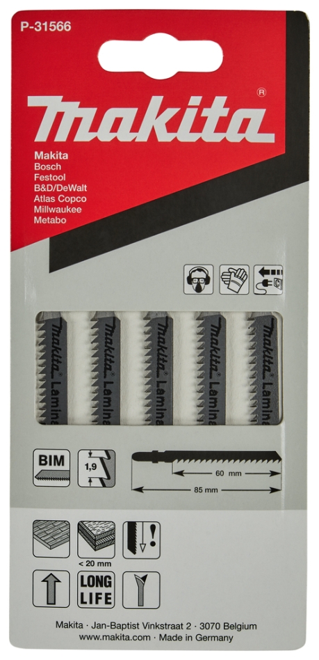 Accesorios Makita P-31566 Hoja de sierra de calar HC19R 5 piezas