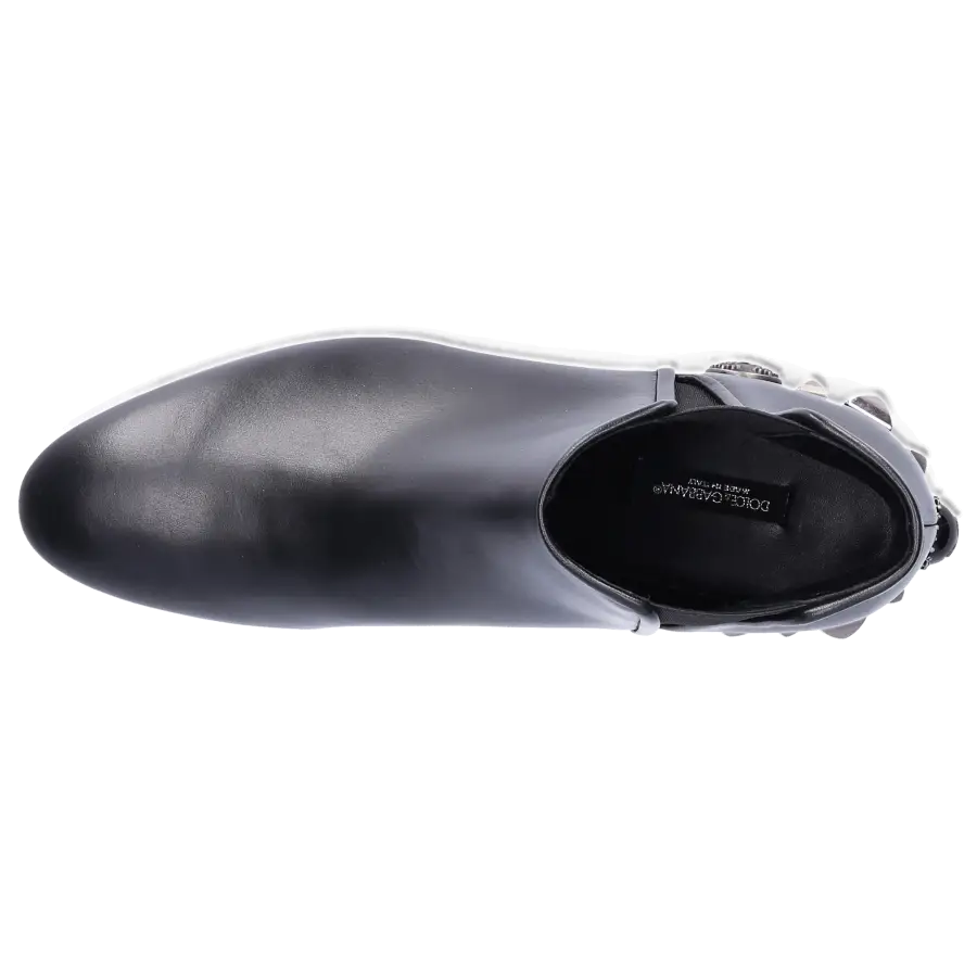 Dolce & Gabbana - Chelsea Boots NAPOLI Nappaleder Logo Nieten schwarz - schwarz