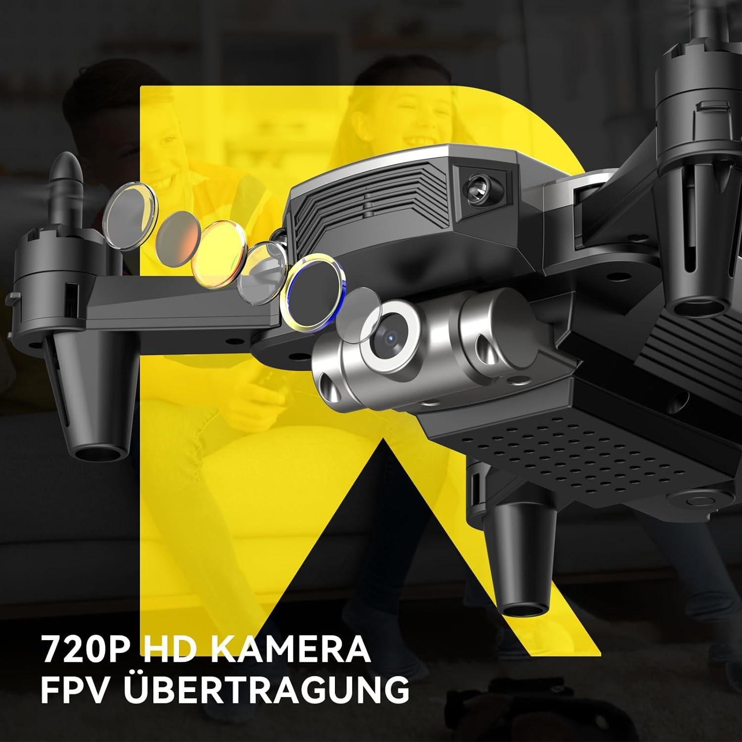 DEERC D20 Mini Drohne für Kinder mit Kamera, Faltbar RC Quadcopter Drohne (720P, mit 2 Akkus Lange Flugzeit, Tap-Fly, One Key Start, Headless Modus)